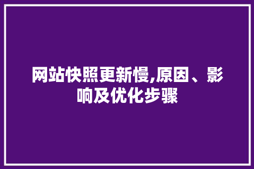 网站快照更新慢,原因、影响及优化步骤