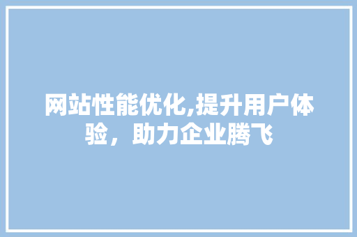 网站性能优化,提升用户体验，助力企业腾飞