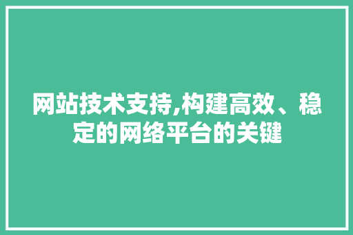 网站技术支持,构建高效、稳定的网络平台的关键