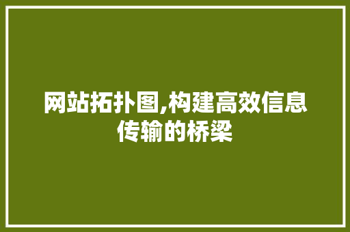 网站拓扑图,构建高效信息传输的桥梁
