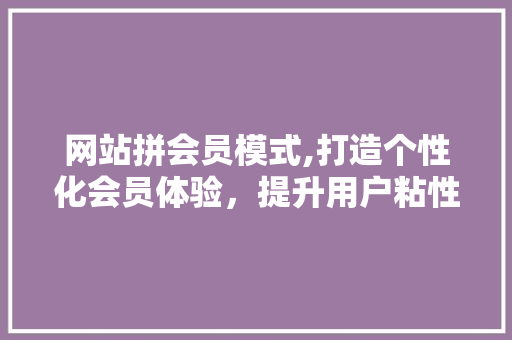 网站拼会员模式,打造个性化会员体验，提升用户粘性