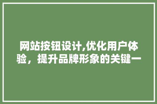 网站按钮设计,优化用户体验，提升品牌形象的关键一环