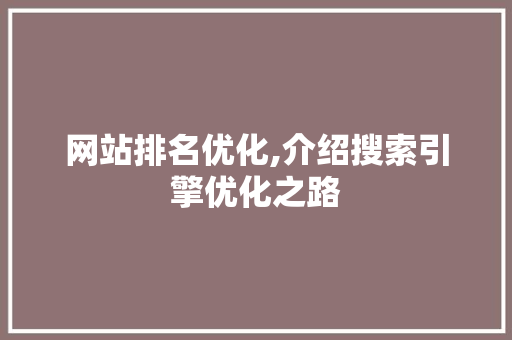 网站排名优化,介绍搜索引擎优化之路 网站排名优化,介绍搜索引擎优化之路 神马SEO