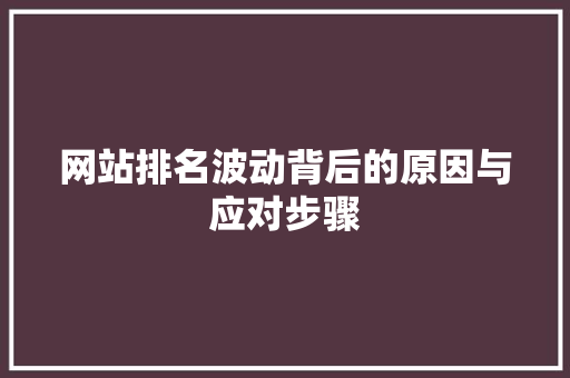 网站排名波动背后的原因与应对步骤 网站排名波动背后的原因与应对步骤 网站建设公司