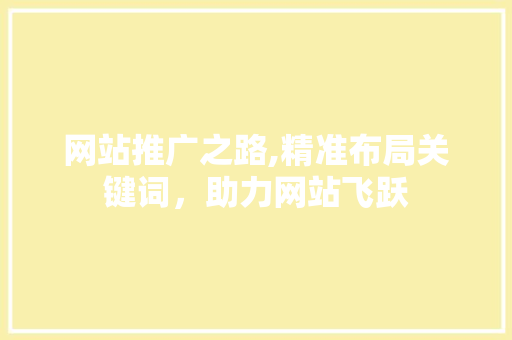 网站推广之路,精准布局关键词，助力网站飞跃