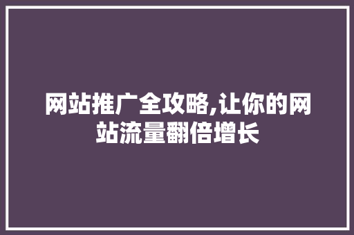 网站推广全攻略,让你的网站流量翻倍增长