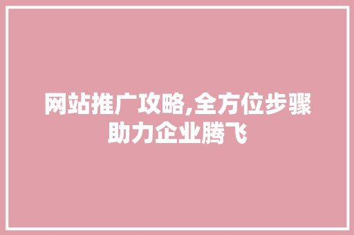 网站推广攻略,全方位步骤助力企业腾飞