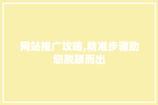 网站推广攻略,精准步骤助您脱颖而出