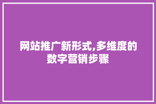 网站推广新形式,多维度的数字营销步骤