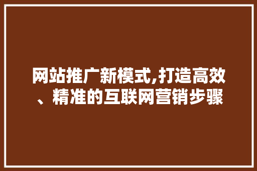 网站推广新模式,打造高效、精准的互联网营销步骤