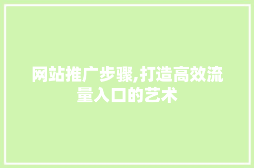 网站推广步骤,打造高效流量入口的艺术 网站推广步骤,打造高效流量入口的艺术 百度SEO