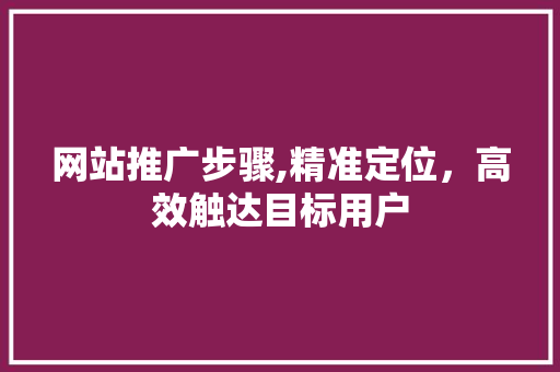 网站推广步骤,精准定位，高效触达目标用户 网站推广步骤,精准定位，高效触达目标用户 必应SEO