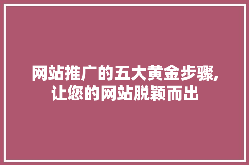 网站推广的五大黄金步骤,让您的网站脱颖而出 网站推广的五大黄金步骤,让您的网站脱颖而出 网站建设公司