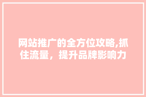 网站推广的全方位攻略,抓住流量，提升品牌影响力 网站推广的全方位攻略,抓住流量，提升品牌影响力 百度SEO