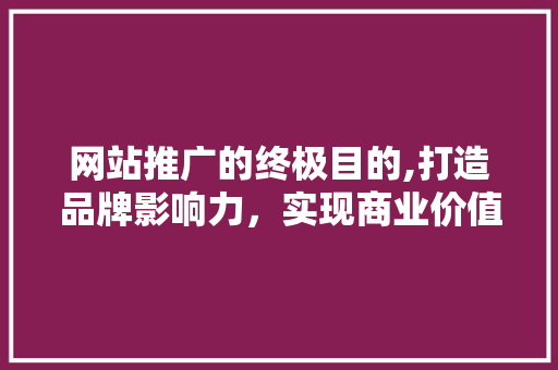 网站推广的终极目的,打造品牌影响力，实现商业价值最大化