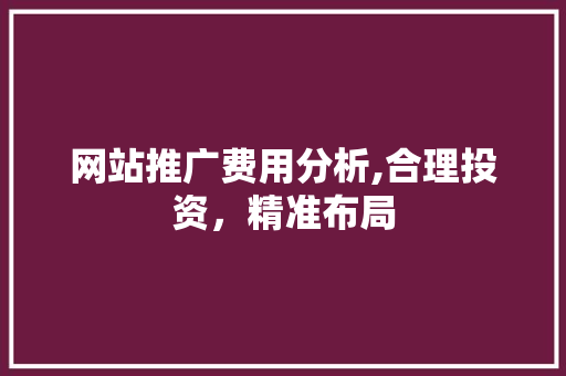 网站推广费用分析,合理投资，精准布局