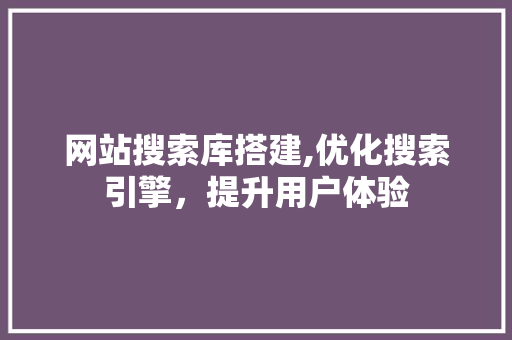 网站搜索库搭建,优化搜索引擎，提升用户体验