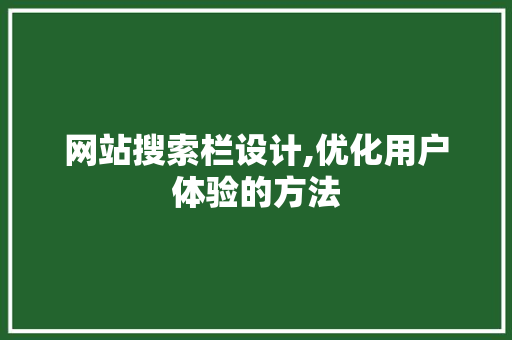 网站搜索栏设计,优化用户体验的方法
