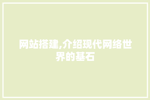 网站搭建,介绍现代网络世界的基石