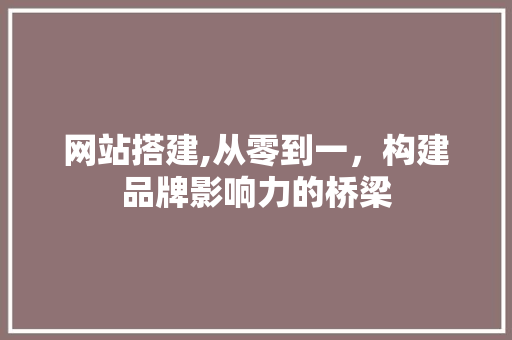 网站搭建,从零到一，构建品牌影响力的桥梁