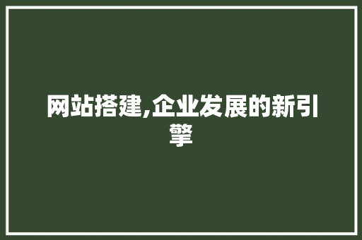 网站搭建,企业发展的新引擎