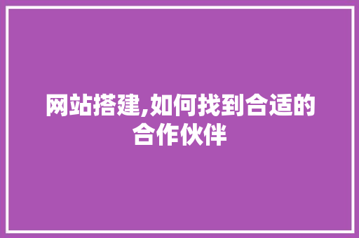 网站搭建,如何找到合适的合作伙伴 网站搭建,如何找到合适的合作伙伴 必应SEO