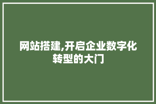 网站搭建,开启企业数字化转型的大门