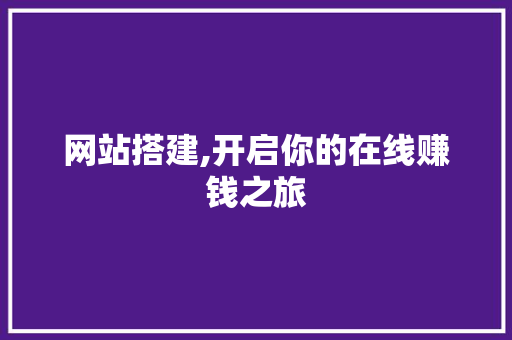 网站搭建,开启你的在线赚钱之旅