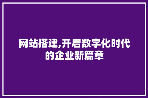 网站搭建,开启数字化时代的企业新篇章