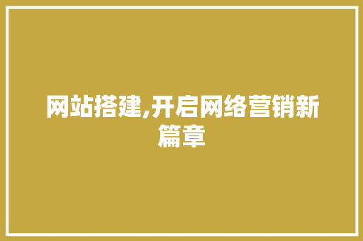 网站搭建,开启网络营销新篇章