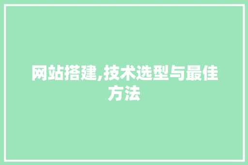 网站搭建,技术选型与最佳方法