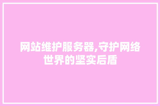 网站维护服务器,守护网络世界的坚实后盾 网站维护服务器,守护网络世界的坚实后盾 必应SEO