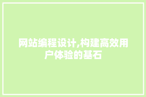 网站编程设计,构建高效用户体验的基石