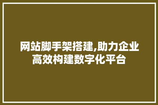 网站脚手架搭建,助力企业高效构建数字化平台