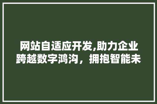 网站自适应开发,助力企业跨越数字鸿沟，拥抱智能未来
