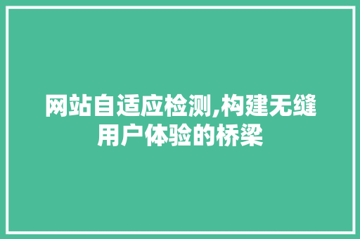 网站自适应检测,构建无缝用户体验的桥梁
