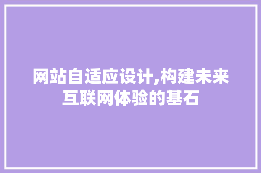网站自适应设计,构建未来互联网体验的基石 网站自适应设计,构建未来互联网体验的基石 神马SEO