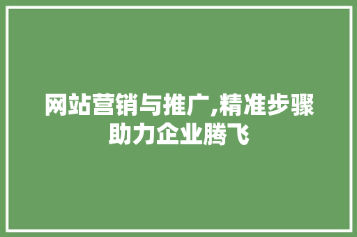 网站营销与推广,精准步骤助力企业腾飞 网站营销与推广,精准步骤助力企业腾飞 神马SEO