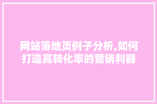 网站落地页例子分析,如何打造高转化率的营销利器