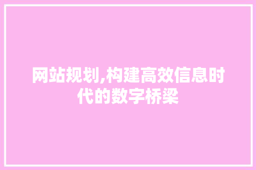 网站规划,构建高效信息时代的数字桥梁