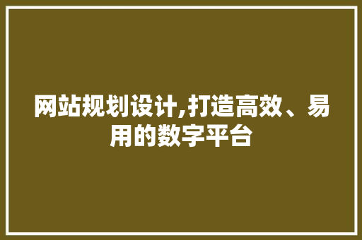 网站规划设计,打造高效、易用的数字平台