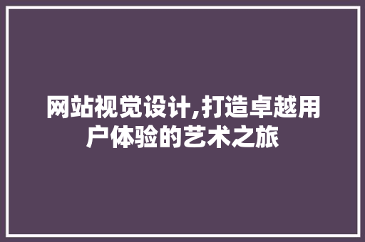 网站视觉设计,打造卓越用户体验的艺术之旅