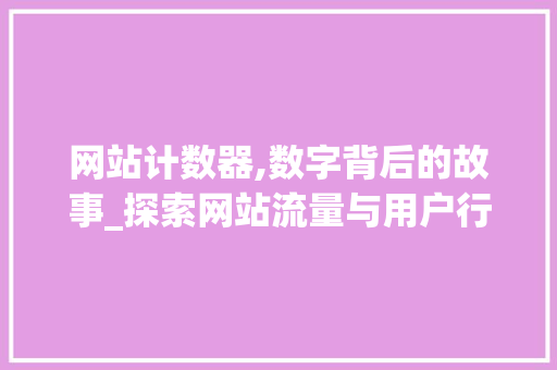 网站计数器,数字背后的故事_探索网站流量与用户行为的秘密