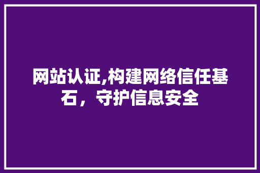 网站认证,构建网络信任基石，守护信息安全