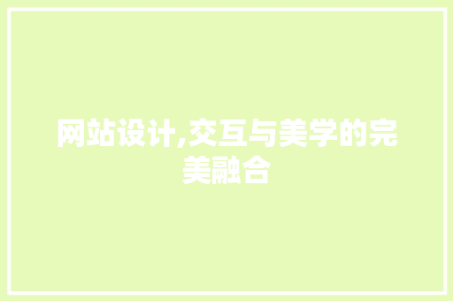 网站设计,交互与美学的完美融合