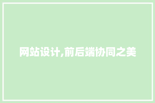网站设计,前后端协同之美