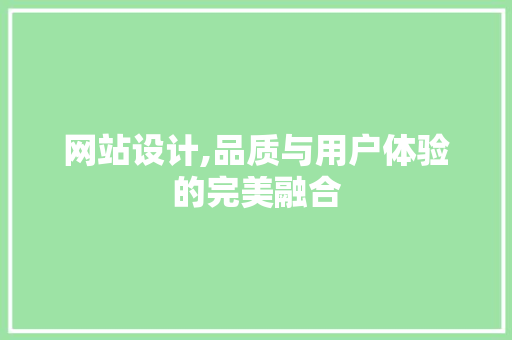 网站设计,品质与用户体验的完美融合