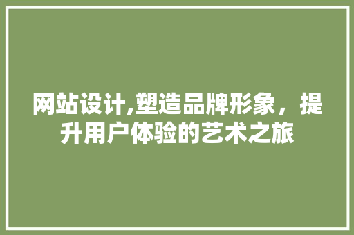 网站设计,塑造品牌形象，提升用户体验的艺术之旅