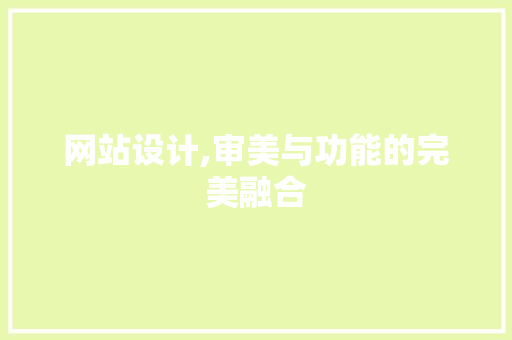 网站设计,审美与功能的完美融合