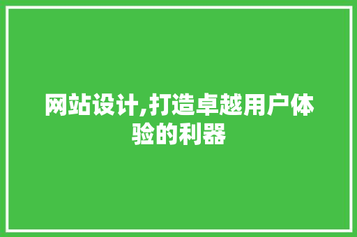 网站设计,打造卓越用户体验的利器